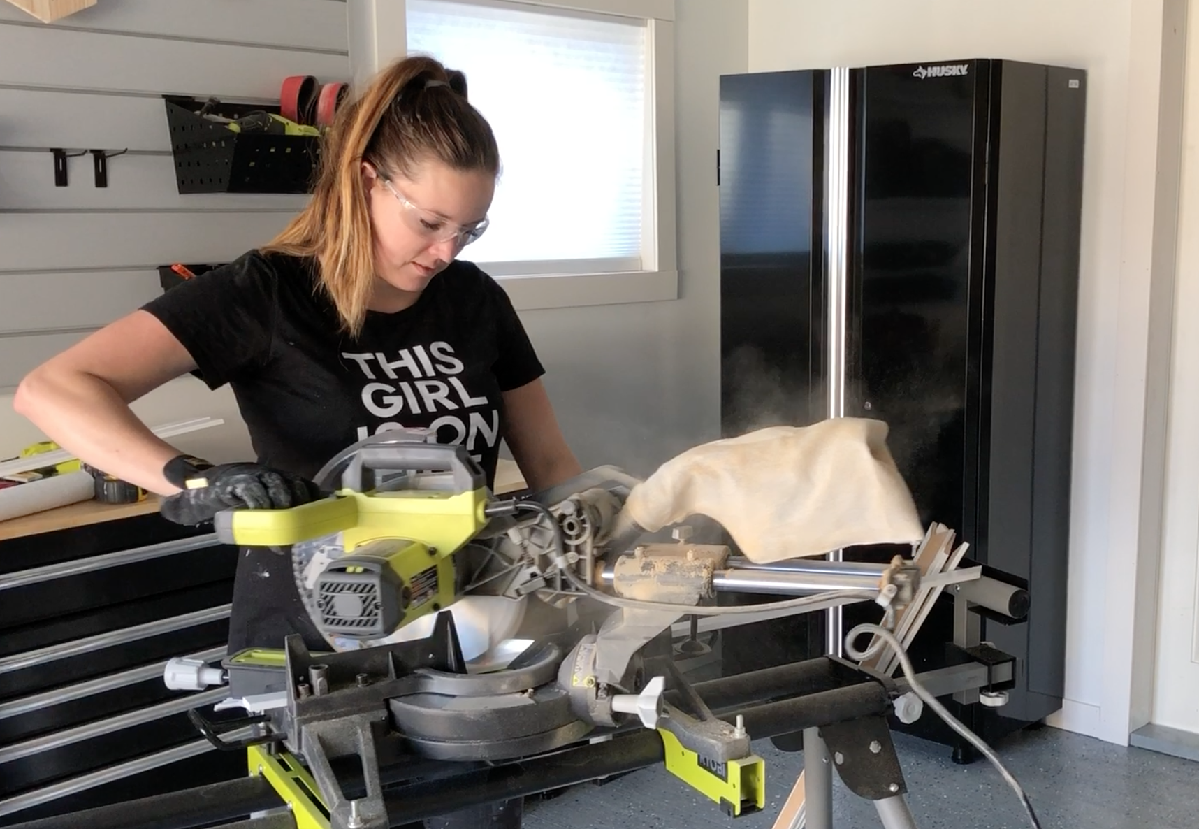 Cutting moulding for picture frame moulding feature wall