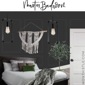 Black Bedroom Design Plans collage with text overlay