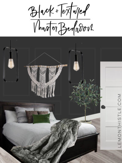 Black Bedroom Design Plans collage with text overlay