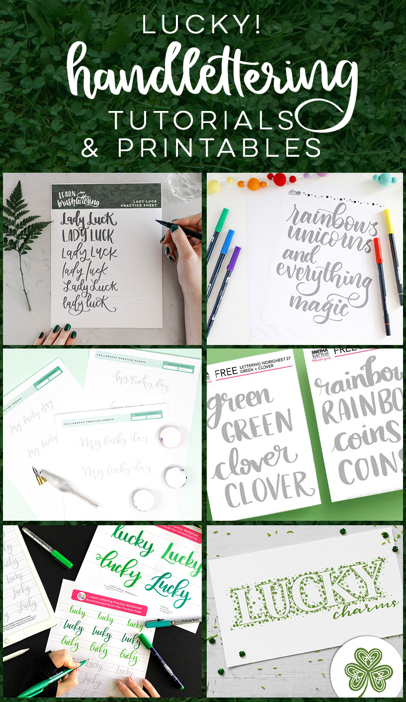 Lucky me! Free printable hand lettering practice sheets and tutorials