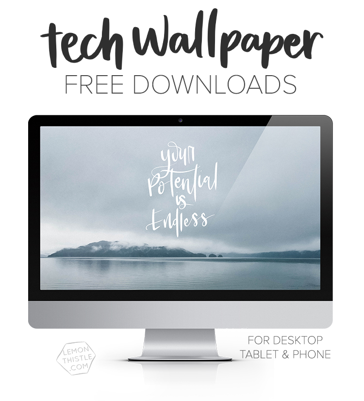 SO many hand lettered tech wallpapers here! New one each month