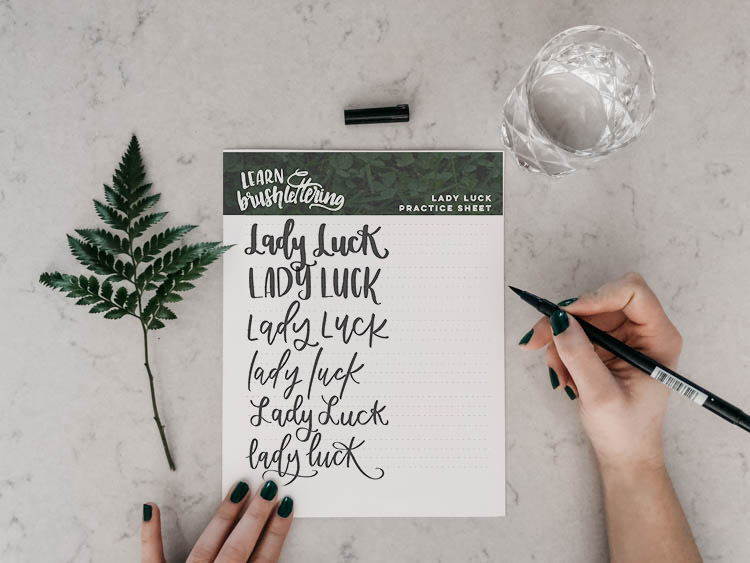 Free Printable Hand Lettering Practice Sheet - lady luck!
