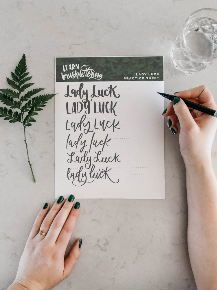 Free Printable Hand Lettering Practice Sheet - lady luck!