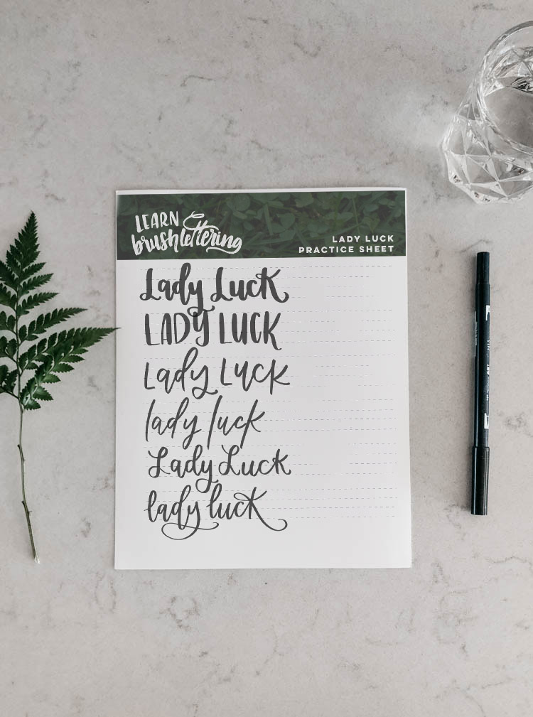 Free Printable Hand Lettering Practice Sheet - lady luck!
