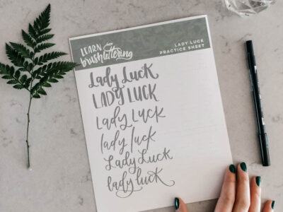 Free Printable Hand Lettering Practice Sheet - lady luck!