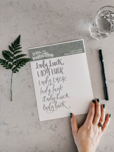 Free Printable Hand Lettering Practice Sheet - lady luck!