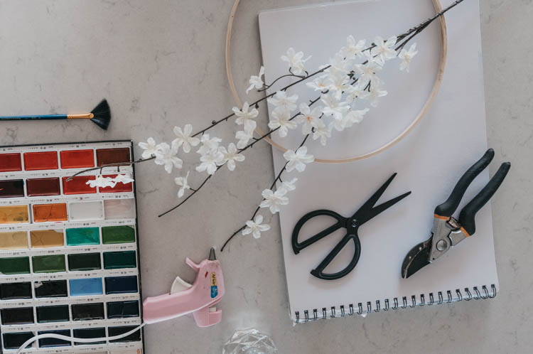 Supplies needed for a simple easter wreath