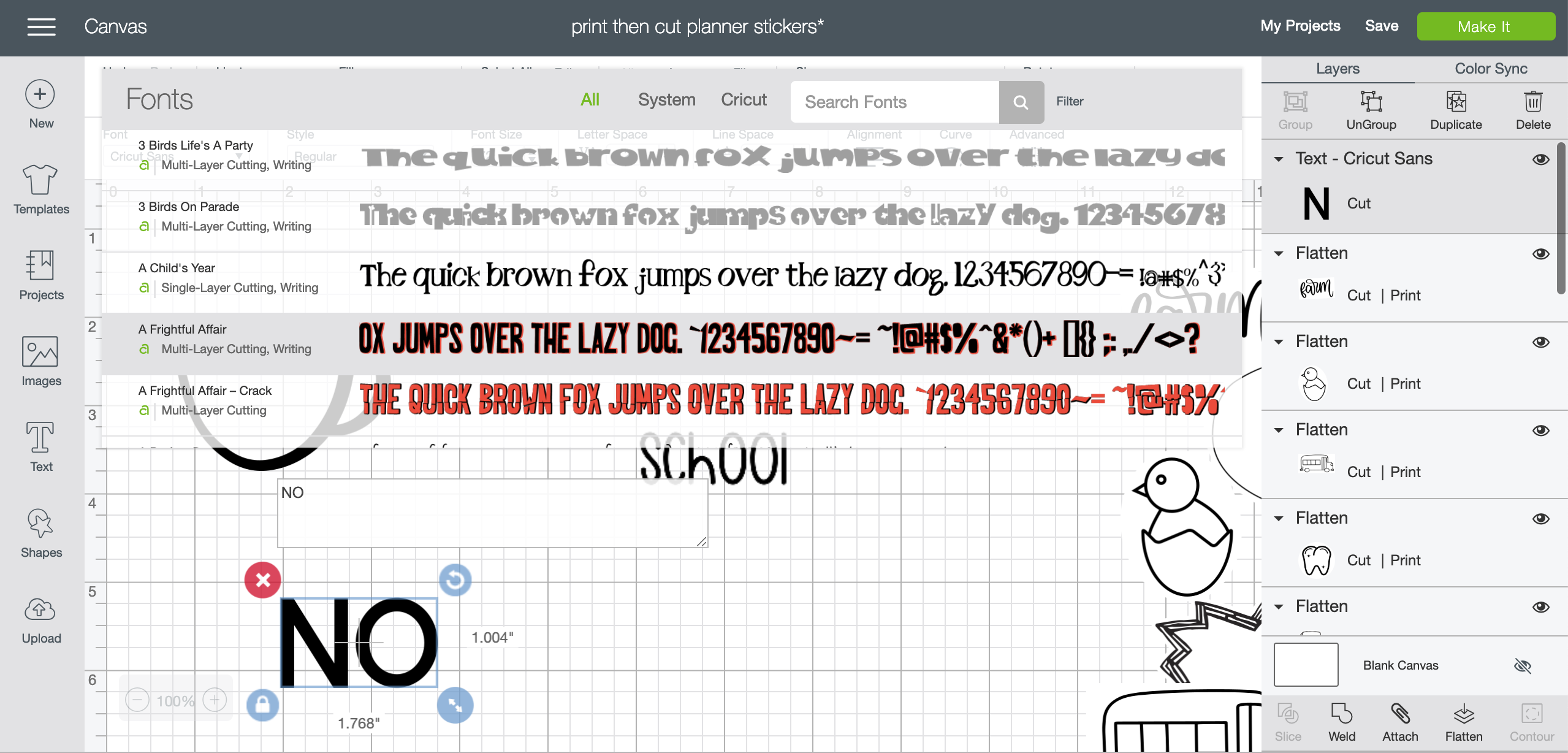 use text to make planner stickers