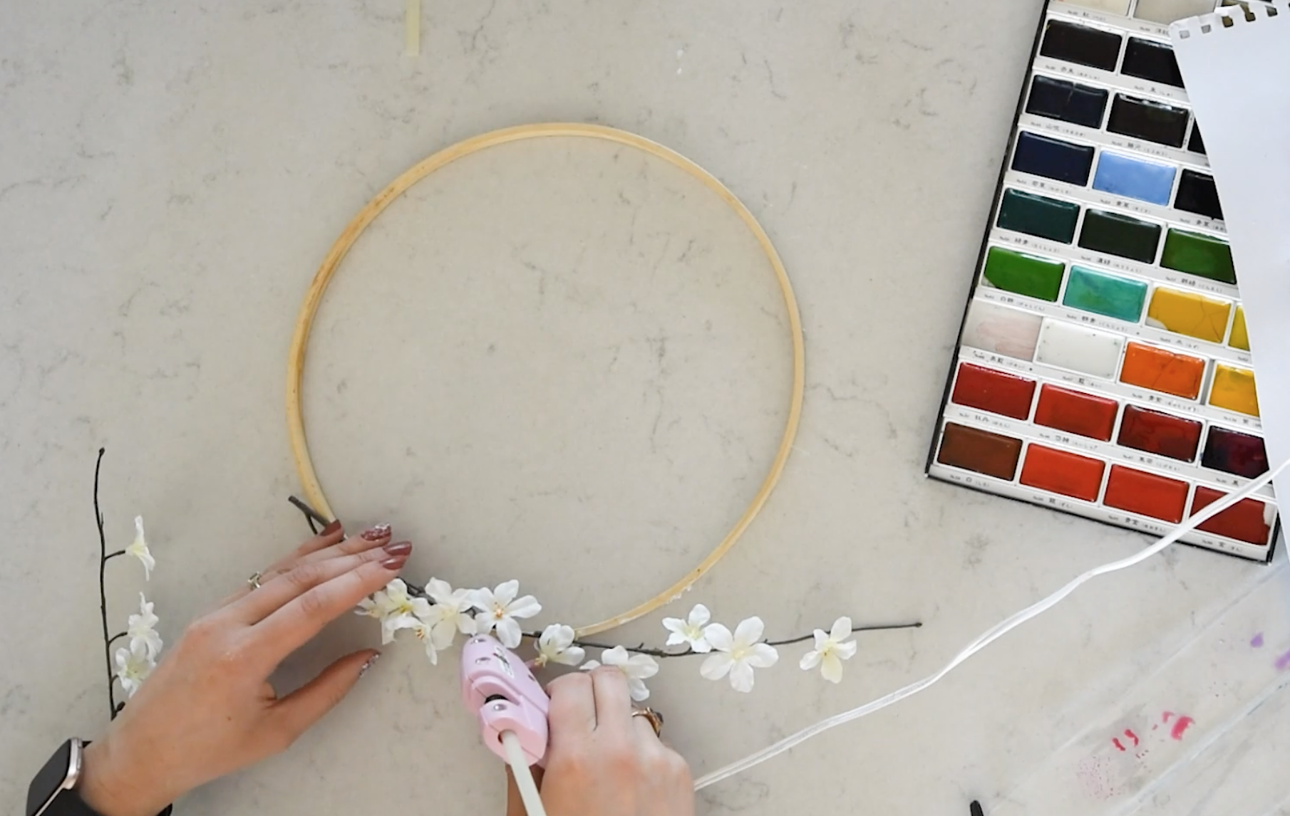 How to make an easter bunny hoop wreath