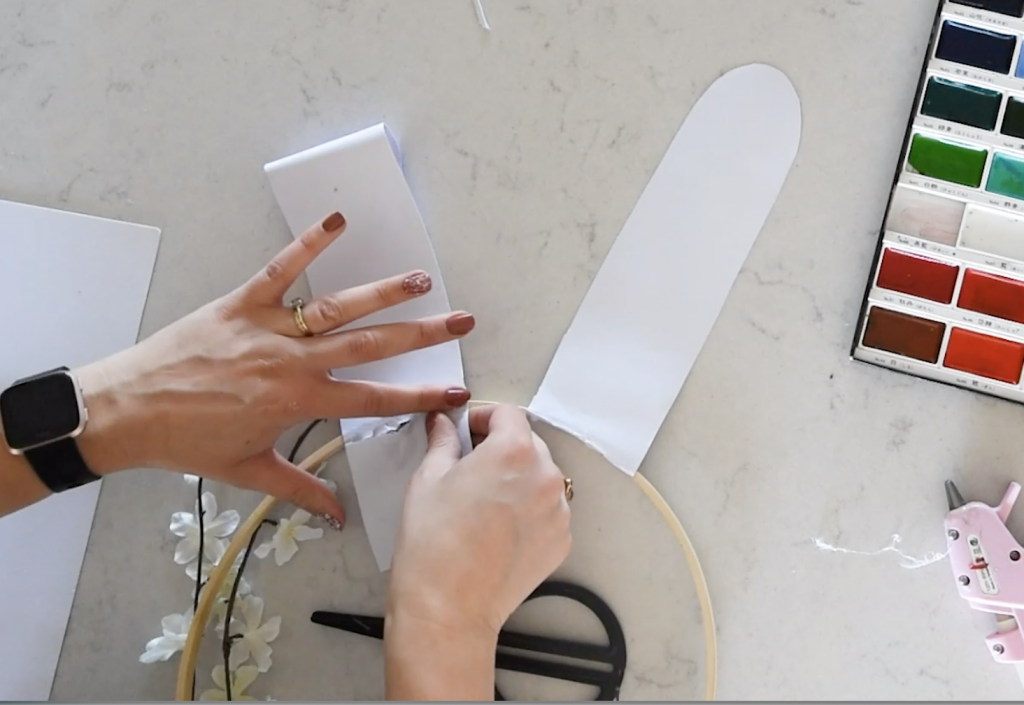 Adding bunny ears to a hoop wreath