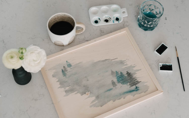 Painting watercolor on wood signs