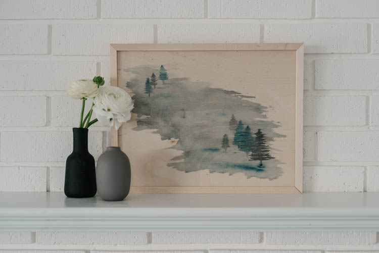 Painting watercolor on wood signs- DIY foggy trees tutorial!