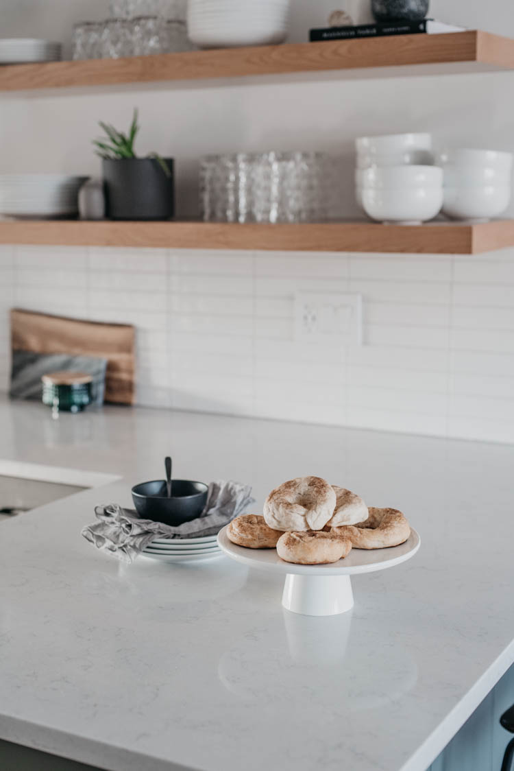 Simple spring kitchen with open shelving
