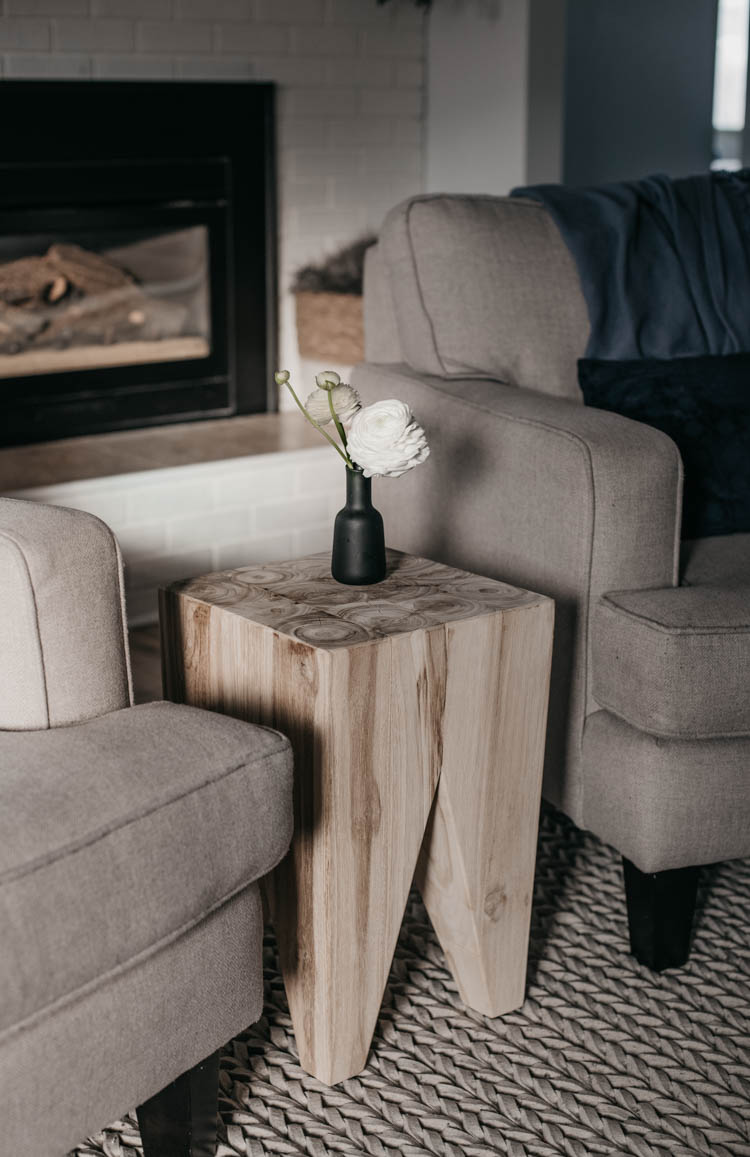 evening Light pouring - lovely wood stool and minimal decor