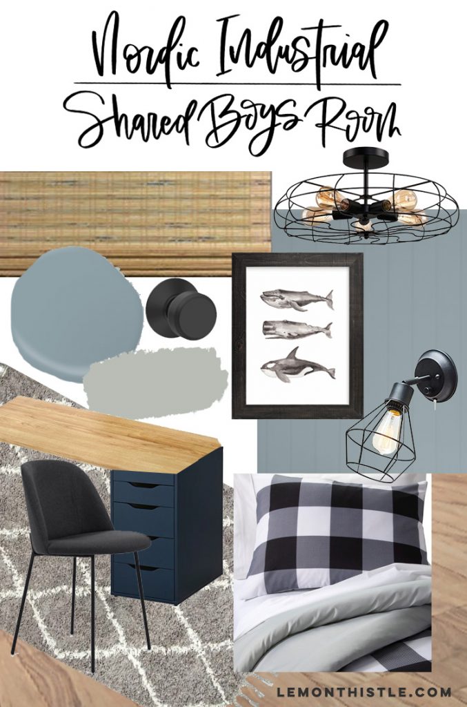 Blue Nordic Boys Bedroom design with industrial touches