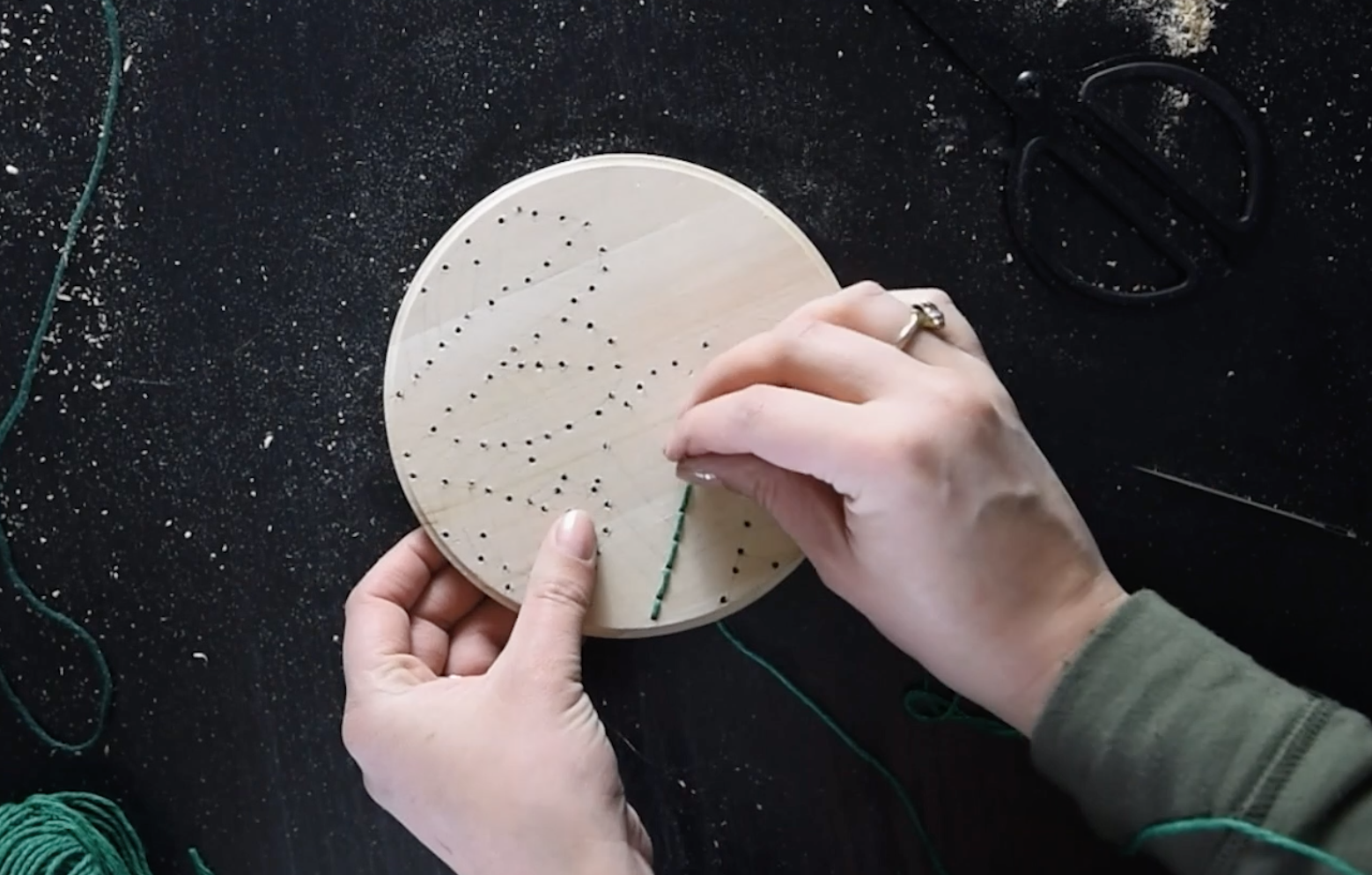 Use a backstitch to embroider on wood