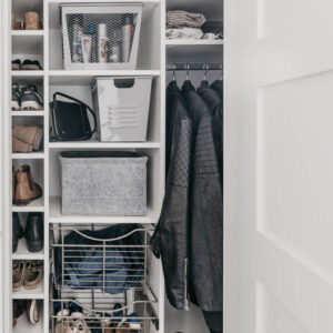 Tips for a functional entry way closet full of family friendly storage