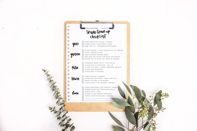 Free Printable Spring Clean Checklist for the exterior