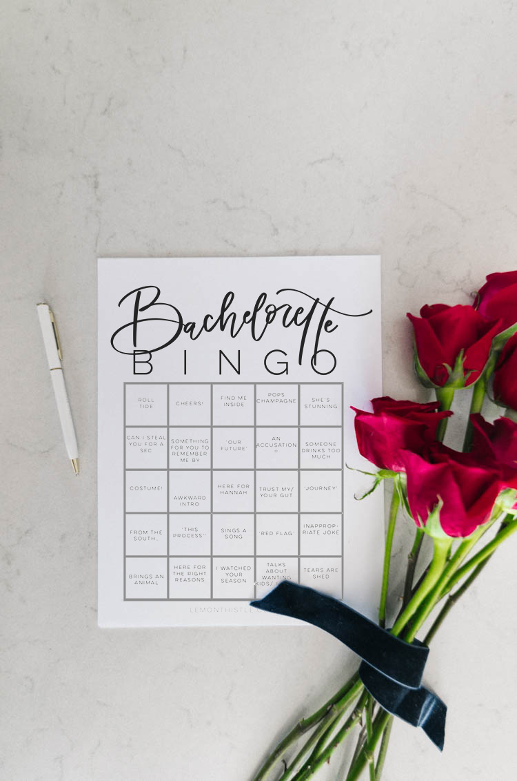 Free Printable Bachelorette Bingo - so fun! Hannah's season 15 premiere