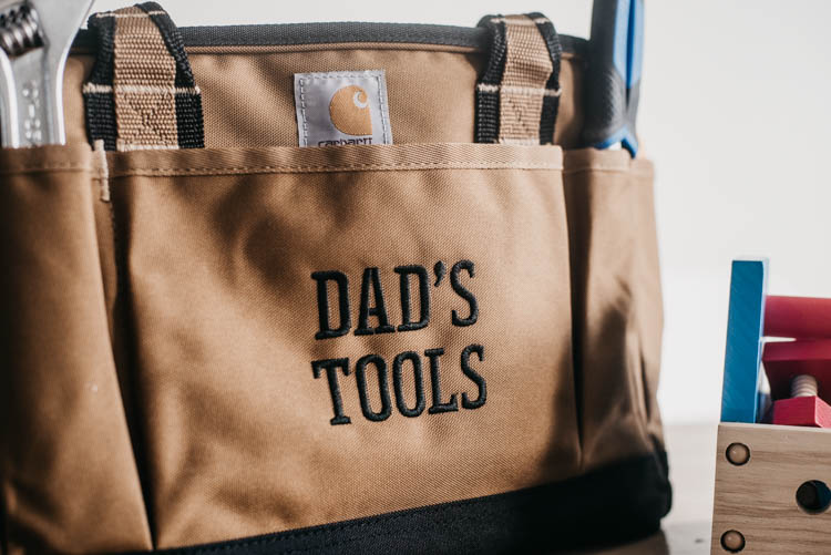 Embroidered tool caddy for Father's Day- love it!