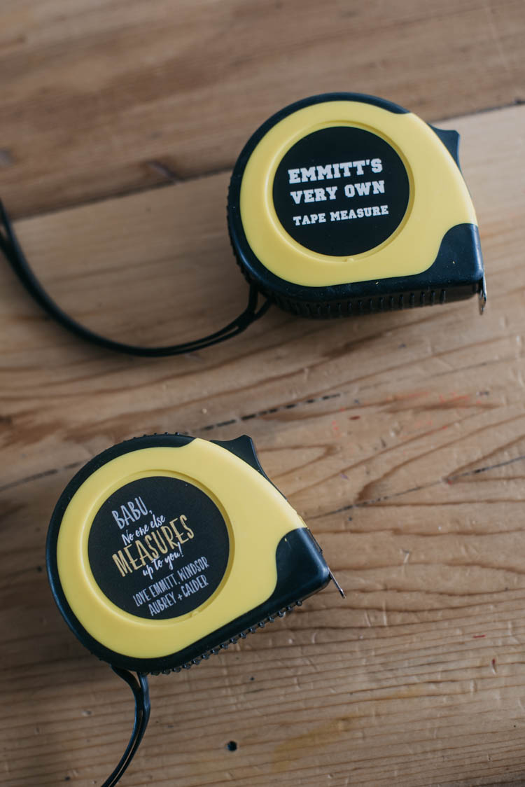 Matching tape measures! Such a cute Father's Day Gift for grandpa! Personalized with the sweetest saying