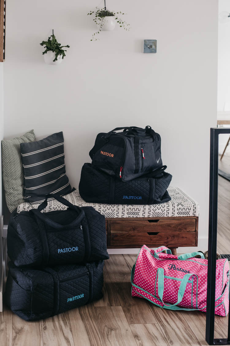 Matching duffel bags for the whole family! These are perfect for travelling with the embroidered names- the perfect gift for travellers!