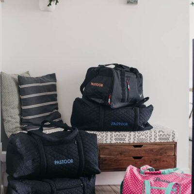Matching duffel bags for the whole family! These are perfect for travelling with the embroidered names- the perfect gift for travellers!