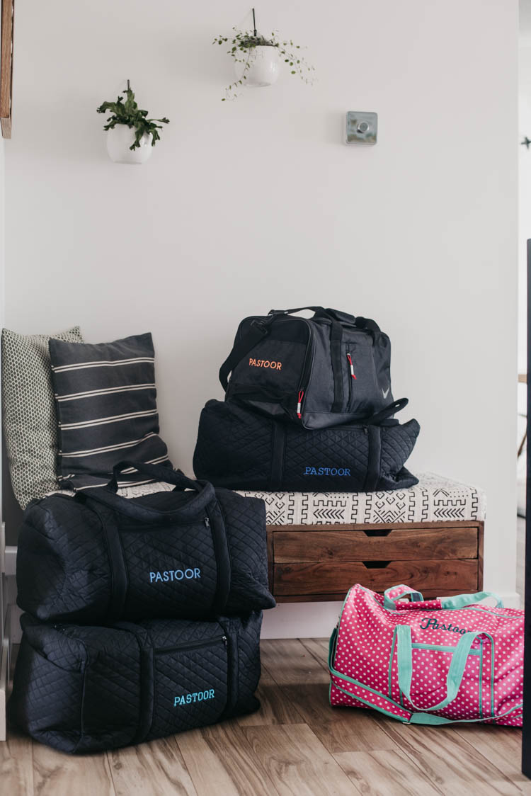 Matching duffel bags for the whole family! These are perfect for travelling with the embroidered names- the perfect gift for travellers!