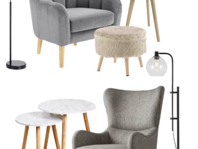 Choosing furniture for a bay window reading nook (with links)