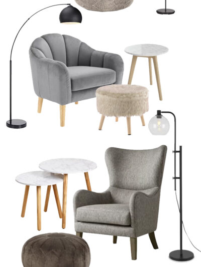 Choosing furniture for a bay window reading nook (with links)