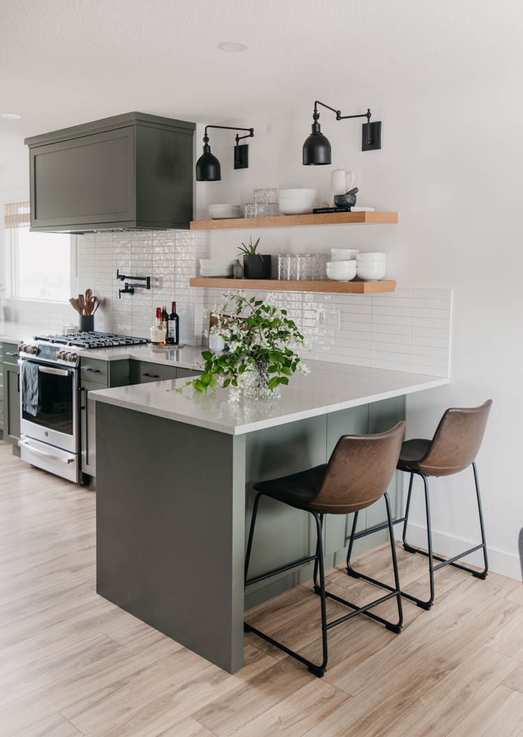Love the flowering branches in the kitchen for summer decor!