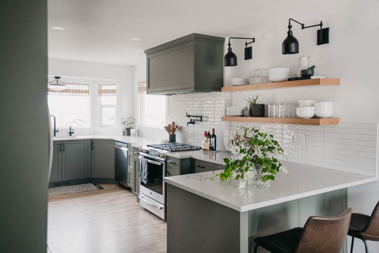 Love the flowering branches in the kitchen for summer decor!