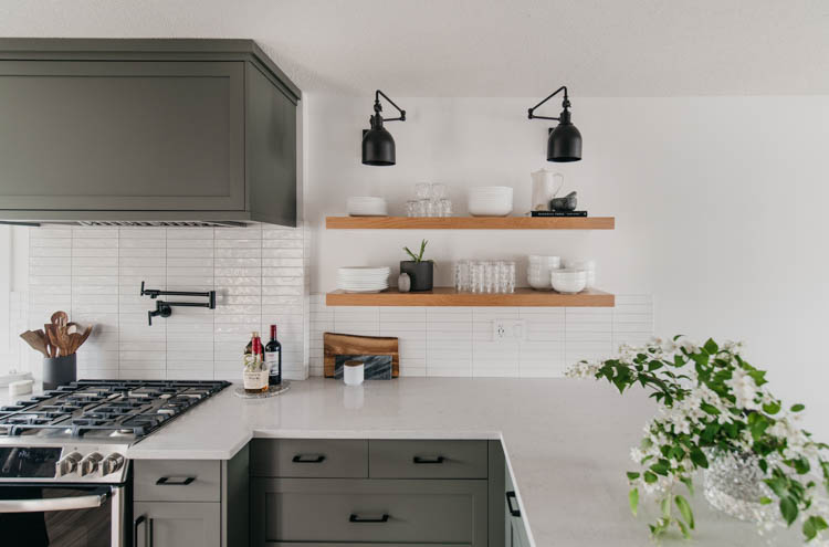 Kitchen open shelving- styled simply with every day dishes