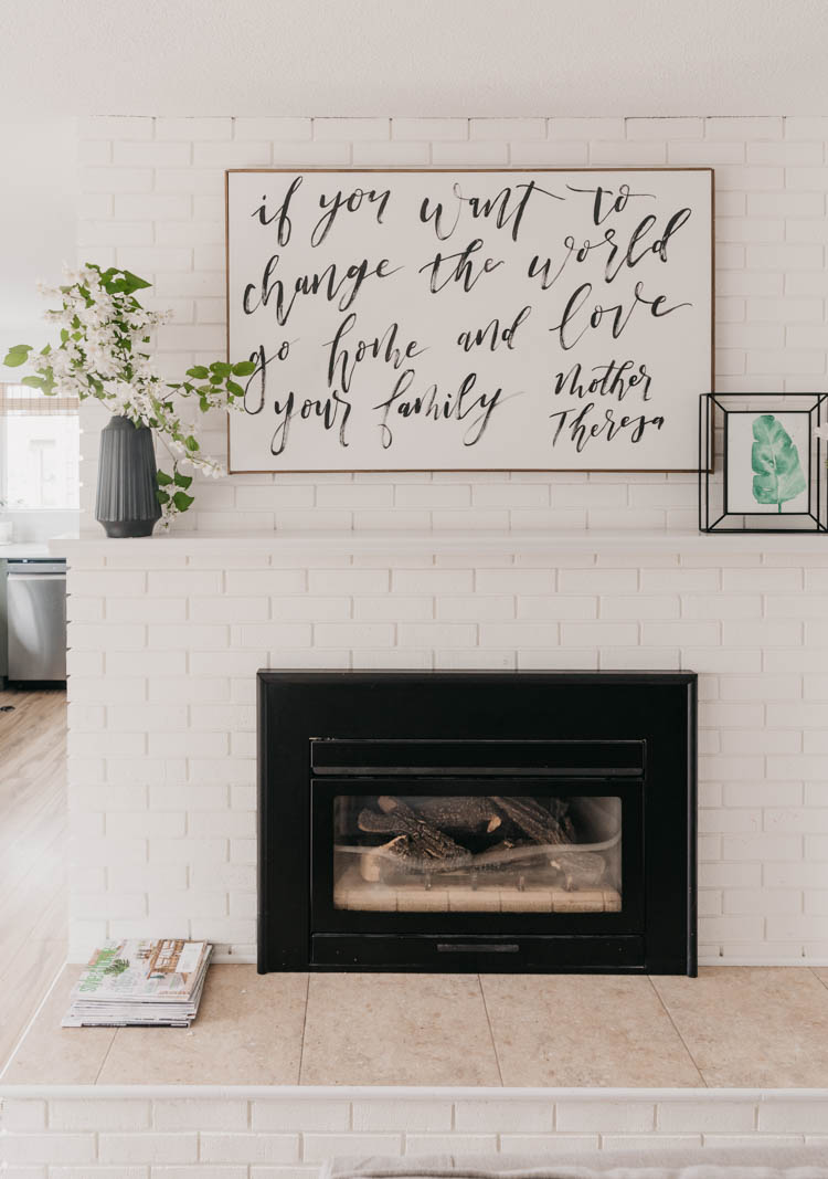 minimal mantel decorated for summer