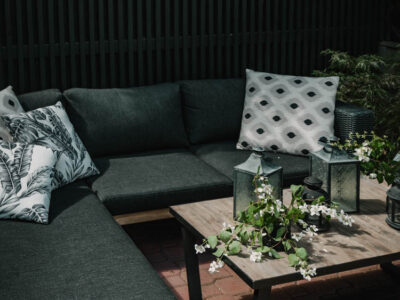 Dark and moody modern patio update for summer!