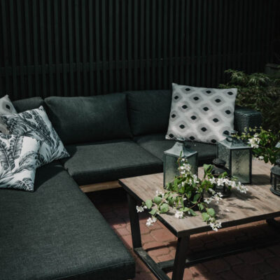 Dark and moody modern patio update for summer!