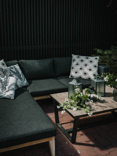 Dark and moody modern patio update for summer!