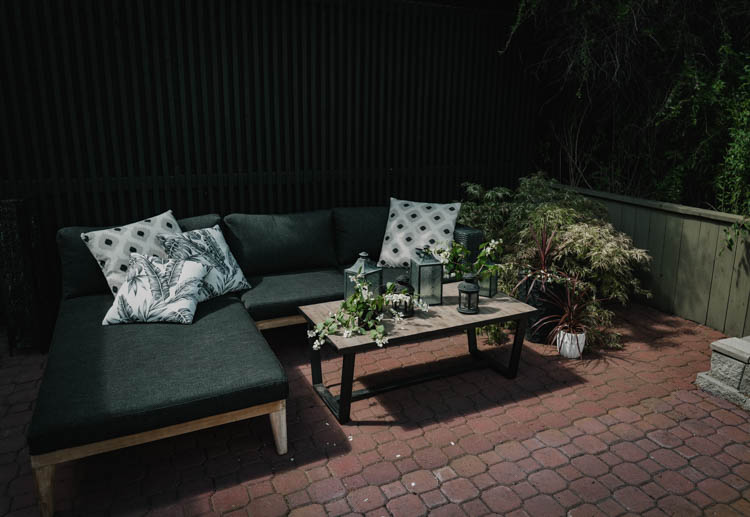 Dark and moody modern patio update for summer!