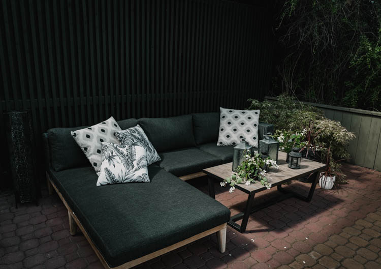 Dark and moody modern patio update for summer!