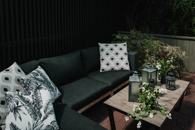 Dark and moody modern patio update for summer!