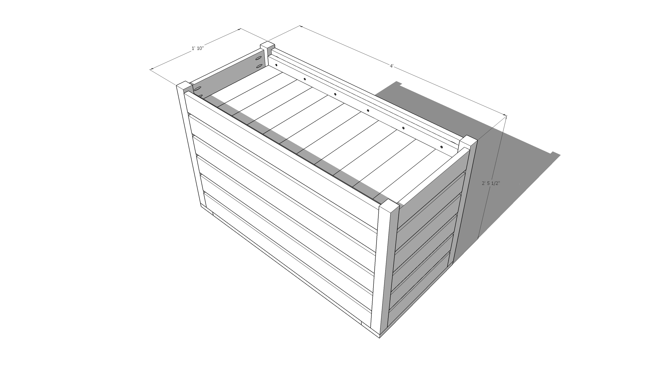 Bottom of DIY toy chest- free plans and DIY tutorial