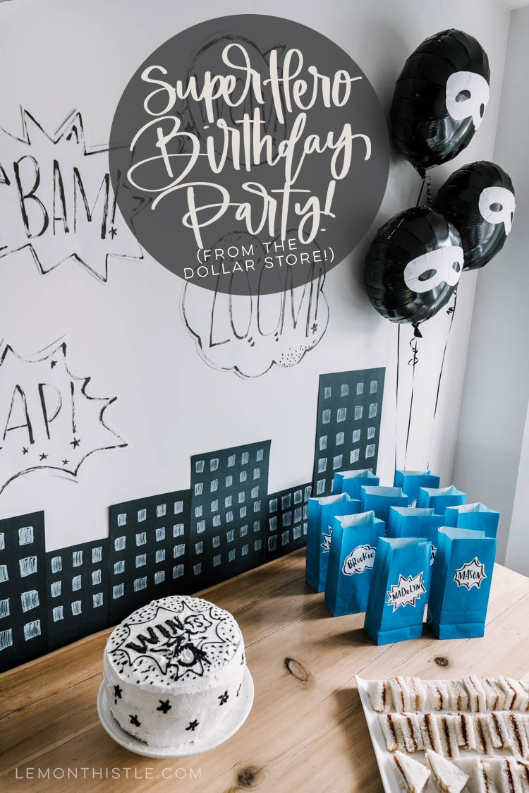 Superhero birthday party title image