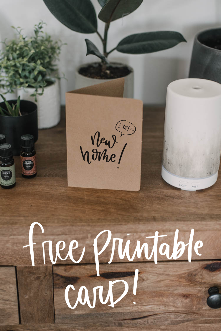 Free Printable (yay!) New Home Card and gift basket idea!
