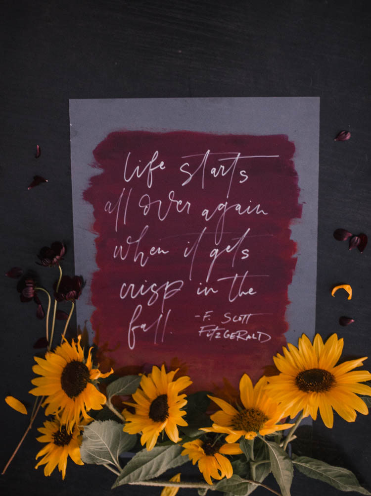 Fall DIY Acrylic Sign... love this hand painted look! 'Life starts all over again when it gets crisp in the fall'
