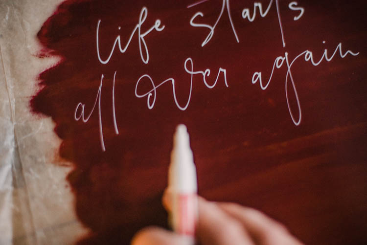 Hand lettering on painted acrylic... beautiful for fall