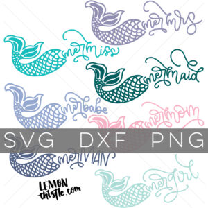 7 Mermaid words collage of designs