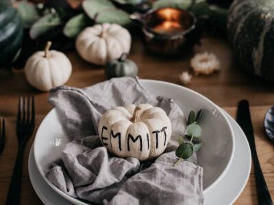 Mercury glass tealight holders, straw flowers and eucalyptus... such a pretty and nontraditional fall decor combination!