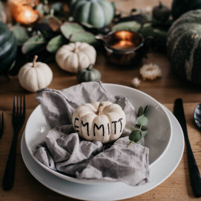 Mercury glass tealight holders, straw flowers and eucalyptus... such a pretty and nontraditional fall decor combination!