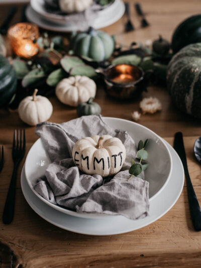 Mercury glass tealight holders, straw flowers and eucalyptus... such a pretty and nontraditional fall decor combination!