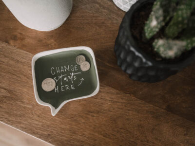 Cute little change dish made from a dollar tree find